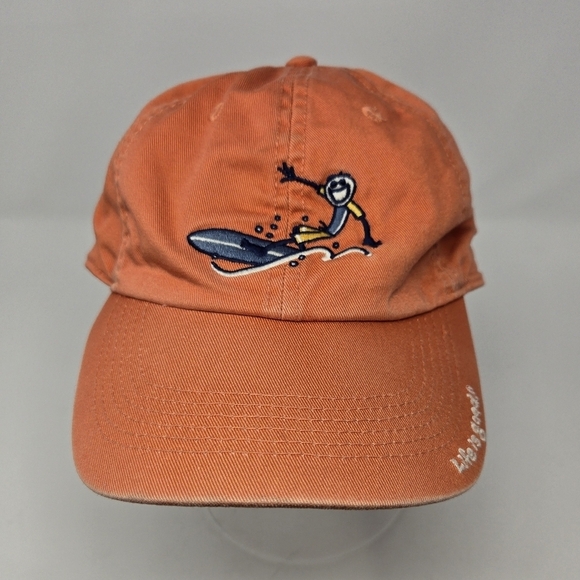 LIFE IS GOOD ORANGE COTTON BASEBALL HAT CAP SURFER JAKE EMBROIDERY UNISEX M/L OS - Picture 1 of 12